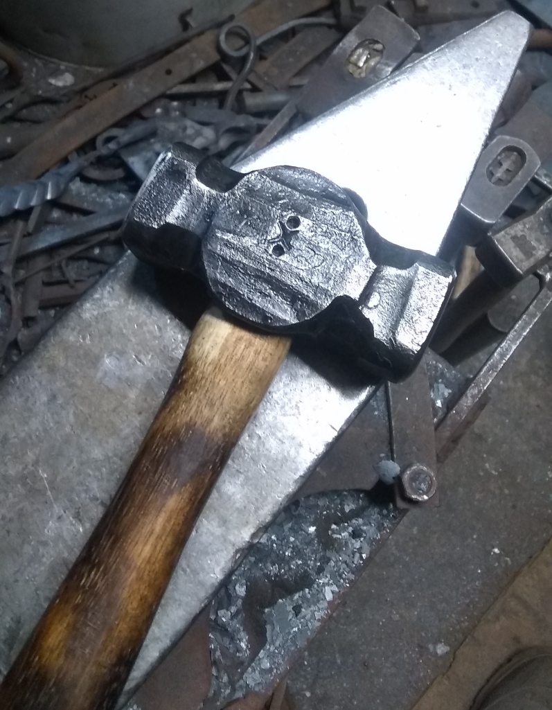 3.5 lb hand forged square faced
                              blacksmith rounding hammer